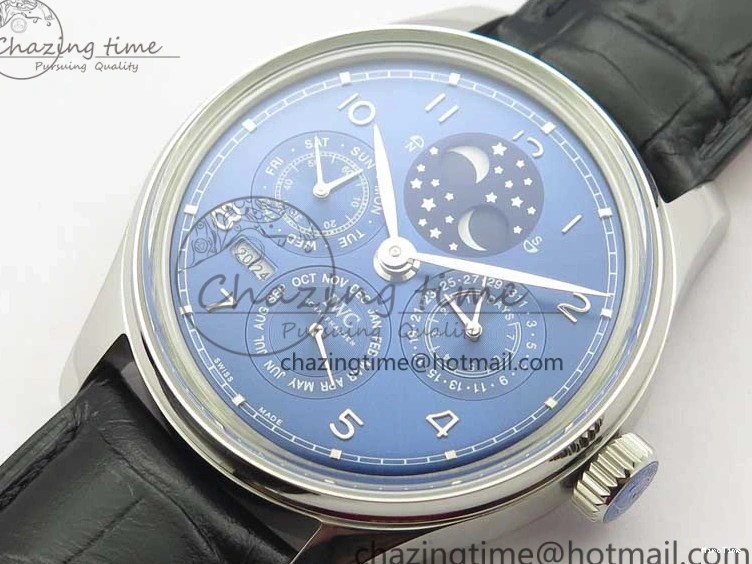 MIROTIME 0523 Portugieser Perpetual Calendar IW503401 V9F 1:1 Best Edition Blue Dial on Black Leather Strap A Contemporary 7114